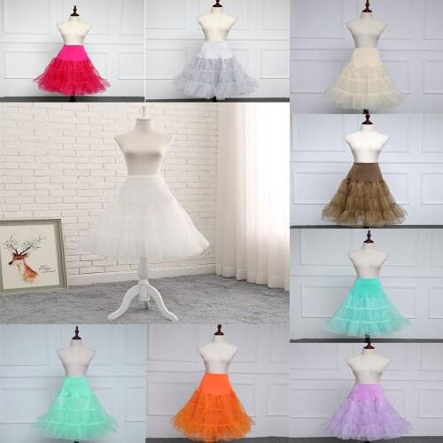 YUNUO None-hoop 9 Colors In Stock Tulle Petticoat Vintage Lolita Underskirt Rockabilly Tutu Wedding Party Crinoline Mid-length