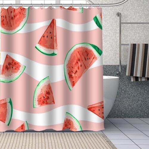 Watermelon Cartoon Custom Pattern Polyester Bath Curtain Waterproof Shower Curtains DIY Bath Screen Printed Curtain For Bathroom