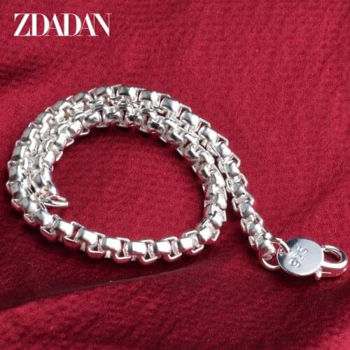ZDADAN 925 Sterling Silver 4mm Box Chain Bracelets For Women Fashion Jewelry Party Gifts