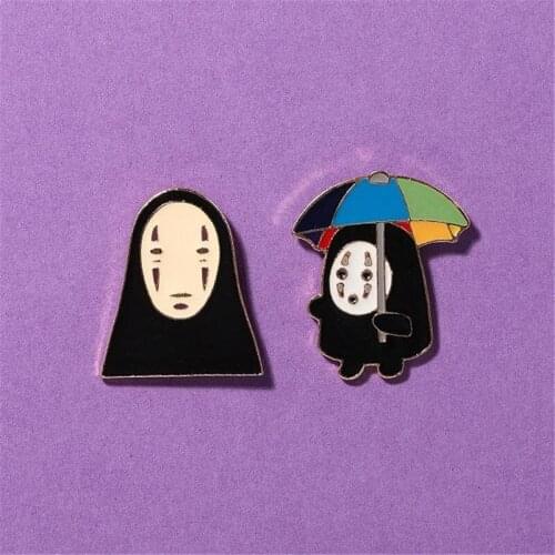 1PCS Anime Spirited Away Cartoon No Face Man Badges Figure Collection Hard Enamel Lapel Pin Icon Backpack Badges Brooch Gifts