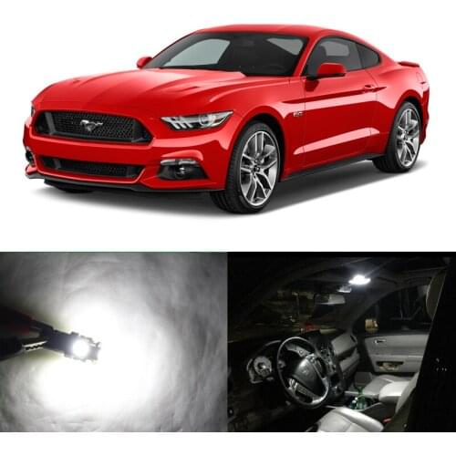 10PCs Xenon White Canbus Led Light Bulbs Interior package Kit For Ford Mustang 15-17 Map Vanity Mirror Glove Box License Lamp