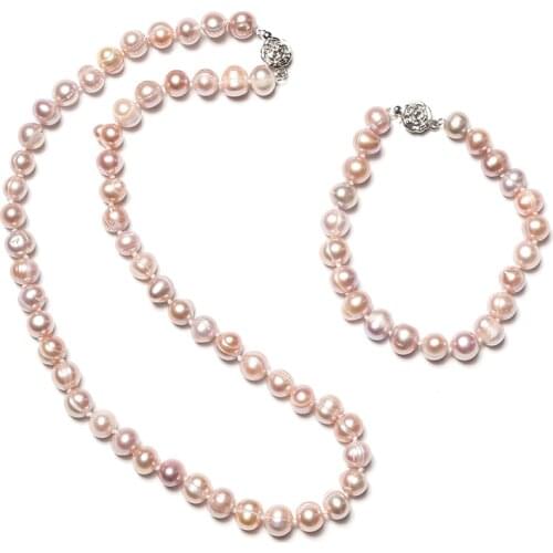 Orange luster pearls bracelets 7.5 inch simple style jewelry 8-9mm for Pearl necklace 18inch gem