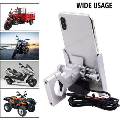 12V Aluminum Alloy Motorcycle Smart Phone Mount Holder Stand for iPhone Xiaomi Samsung 4-6.5inch Cellphone