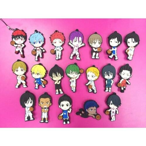 19pcs/lot Kuroko No Basketball random sent Original Japanese anime figure rubber mobile phone charms/keychain/strap G430