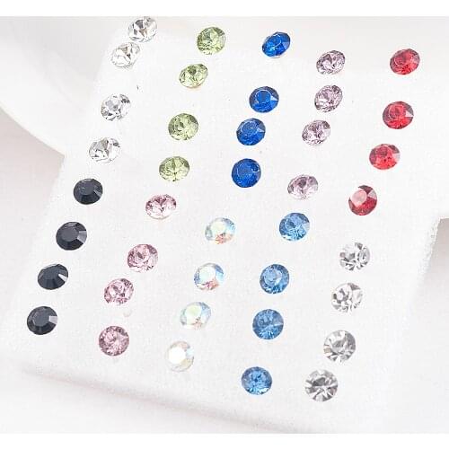 20 Pairs/Set 2mm,3mm,4mm,5mm Fashion color white Crystal Prevent allergy Cute Ear Stud Earrings Women Jewelry festival Gift