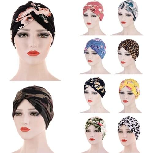 2021 Forehead Cross Twist Inner Caps for Hijab Bonnet Fashion Print Muslim Turban Africa Wrap Head Scarf Inner Hijabs Turbante