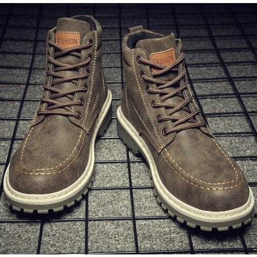 2021 Winter Boots for Men Platform Male Casual Motorcycle Ankle Boots Mens Tooling Shoe Fashion Martin Boots Mens Snow Boot