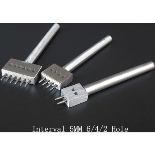 3 Pcs / Set 2/4/6 Hole 5mm Perforated Row Punching Leather Craft Tool Round Row Diy Handmade Sewn Spacing