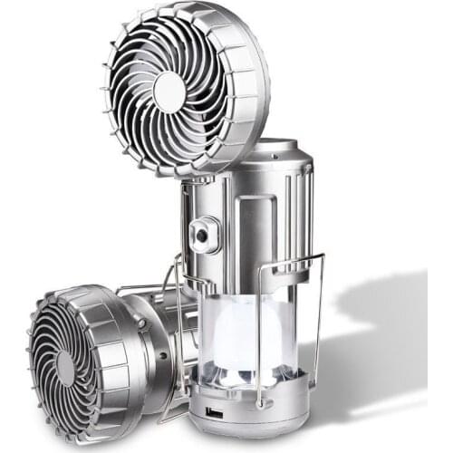 3 IN 1 Portable Camping Lights Solar Powered LED Lantern Light With Fan Outdoor Rechargeable Searchlights Hiking Hanging Lamp