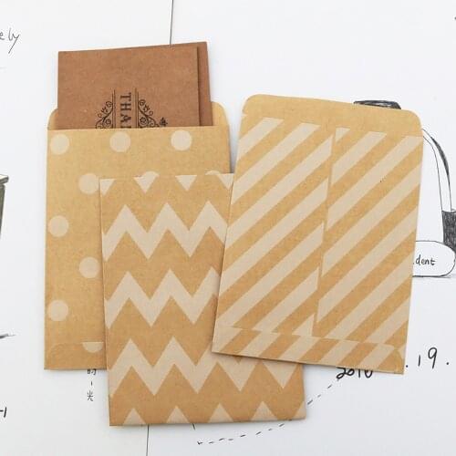 5-50pcs Vintage Kraft Paper Bags Creative Dot Stripe Zigzag Christmas Gift Bags with Stickers Xmas Party Decor Candy Treat Bag