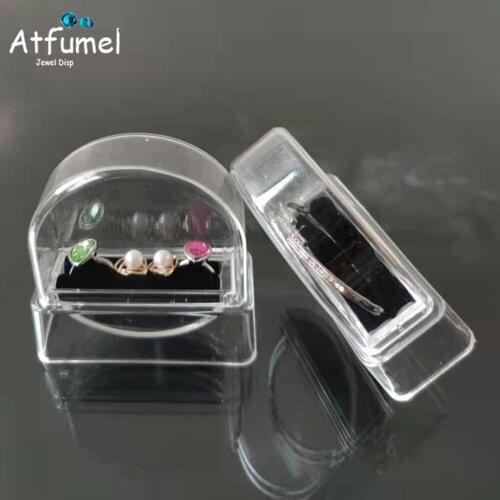 Acrylic Jewelry Ring Storage Box With Lid Bracelet Jade Earring Display Protection Case Coin Badge Joyeros Organizador De Joyas