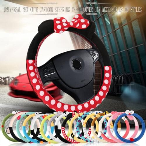 Car Styling Bow Car Steering Wheel Cover Cute Cartoon Universal Interior Accessories Set Women/man 16designs Car Covers 38 Cm