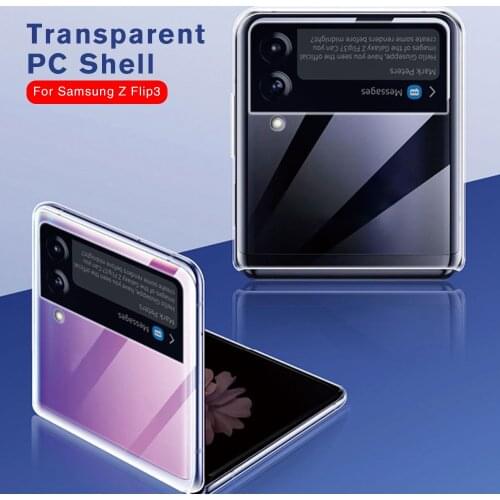 Case For Samsung Z Flip 3 5G Transparent Hard PC Cover On For Galaxy Galaxi Galax Z Flip3 5G 6.7inch Shockproof Back Bumper