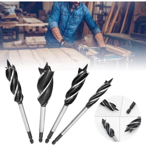 Wood Cut Drill Bit 4 Slots 4 Edges Blades Twist 10-35mm Drill Bit Wood Fast Cut Auger Carpenter Joiner Tools Drill Bit Dropship