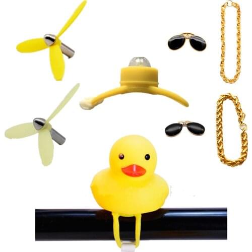 Car Small Yellow Duck Airscrew Part + Lights Standing Duck Brokenmotorcycle Accessories Decor Wind Bike Motor Riding Cycling