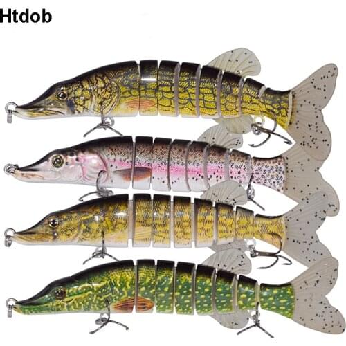 Htdob 8 Segments Jointed Pike Bait 20cm 70g 3D Eyes Lifelike Hard Baits Wobbler Crankbait Fishing Lures Tackle Swimbaits