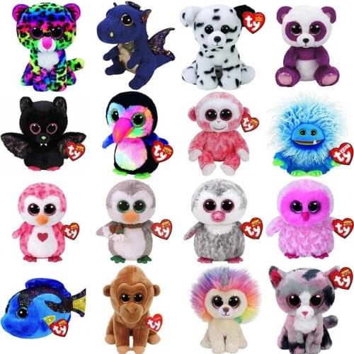 6"15cm Ty Big Glitter Eyes Unicorn Fox Tiger Plush Stuffed Animal Collectible Doll Monkey Giraffe Toy Christmas Birthday Gift