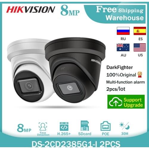 Hikvision IP Camera DS-2CD2385G1-I 8MP Onvif Mini POE White and black CCTV DarkFighter SD Card Outdoor Video Dome Camera 2ps/lot