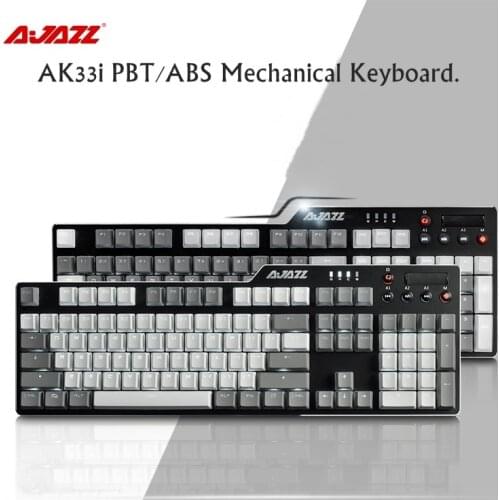 Ajazz AK33i USB Wired Multimedia Macro Programming Mechanical Gaming Keyboard PBT/ABS Luminous Keycaps Black,Blue,Brown,Red Axis