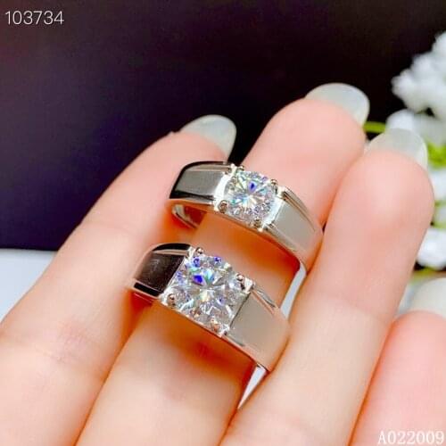 KJJEAXCMY Fine Jewelry men 925 Sterling Silver inlaid 1-2 Carat Mosang Diamond luxury Ring With certificate