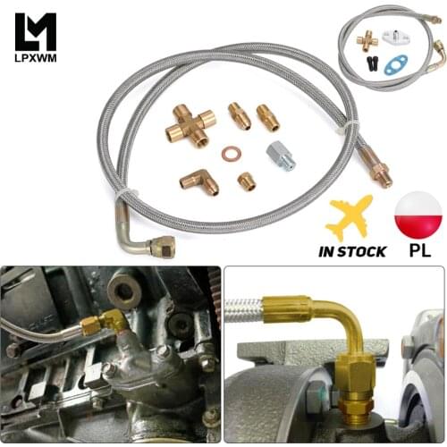 Turbocharger Oil Feed Line Kit 1/8NPT 4AN 38\" For T3 T4 T04E T60 T61 T60-1 Braided Stainless Steel TOL33