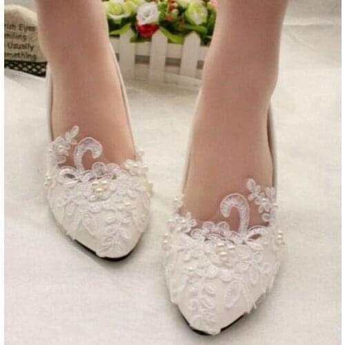 HANDMADE lace wedding shoes women fashion female womens spring summer wedding shoes brides bridesmaid shoes white