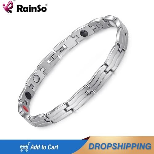 RainSo New Fashion Wave Style Magnetic Healthy Bracelet For Women Promote metabolism Charm Chain Link Hologram Bracelet