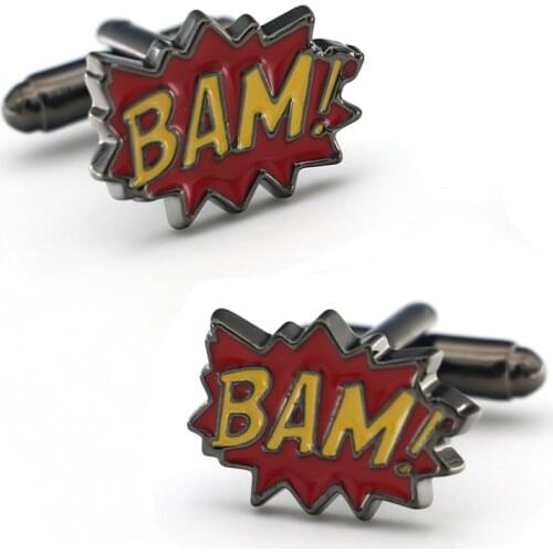 New Arrival BAM Cuff Links Red Color Cute Exploded Cartoon Design Quality Brass Material Mens Novelty Cufflinks Free Shipping