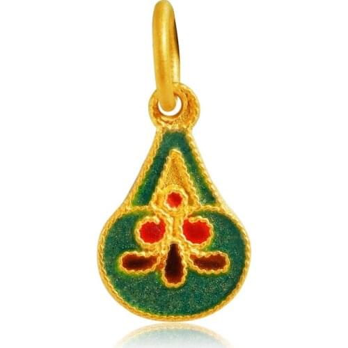 New 24K Yellow Gold Pendant 999 Gold Colourful Water drop Necklace Pendant