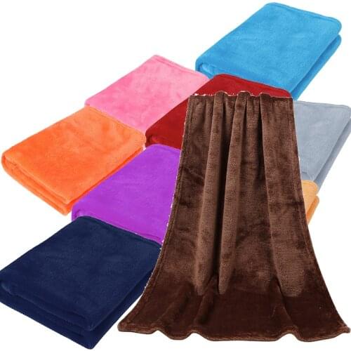 Solid Color Microplush Throw Blanket 45x65CM Bedclothes Warm Coral Fleece Blanket Sofa Nap Flannel Cover Mat