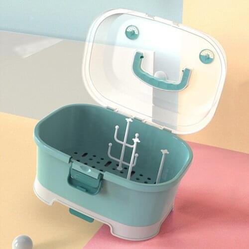 Portable Practical Convenient Multi-occasional Newborn Milk Bottle Drying Rack Storage Container Box Holder With Handle