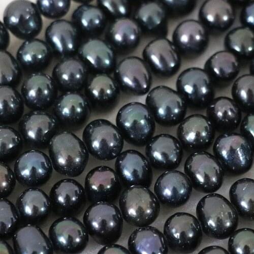 Freshwater natural cultured black pearl 7-8mm approx round loose beads diy high grade weddings jewelry making 15inch B1335