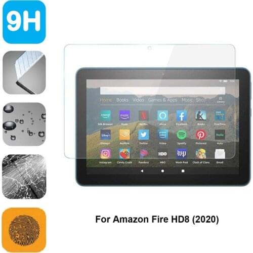 Clear Tempered Glass Screen Protector for Amazon All-New Fire HD 8 Plus HD8 Plus/HD8 Kids Edition 2020 Release 8