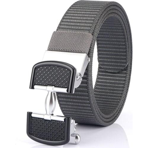Mens canvas belt nylon braided belt automatic smooth casual jeans belt Korean tide buckle personality fashion