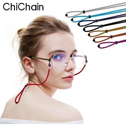 New Leather Solid Fun Color Eyeglass Cord Adjustable Attach Glasses Holder Vintage Glasses strap Band 12 colors in option