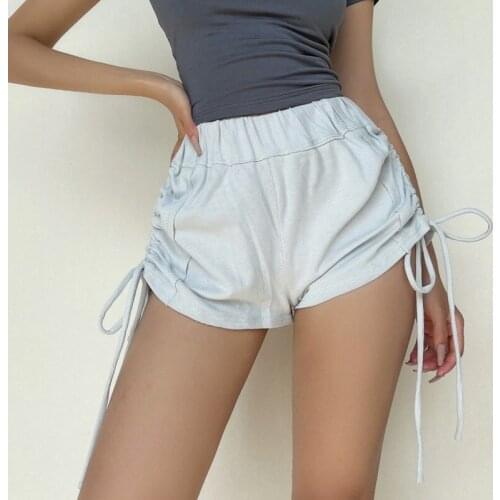 TVVOVVIN Women Ruched Side Cotton Shorts Sportswear Ruched Side Booty Shorts Skinny Hot Sexy Korean Mini Shorts I9SQ