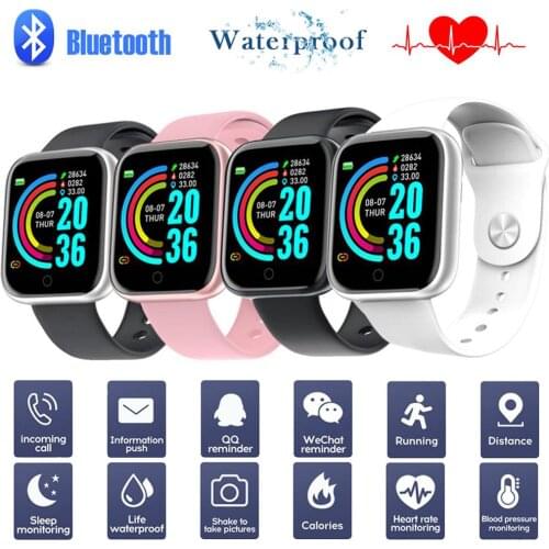 Y68 Smart Watch Bluetooth Fitness Tracker Sports Watch Heart Rate Monitor Blood Pressure Waterproof Bracelet for Android IOS