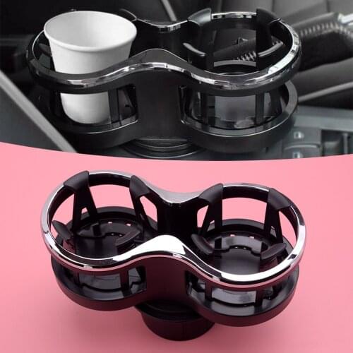 Universal 2-in-1 Cup Holder Double Drink Stand Organizer Bottle Adjustable Base Car