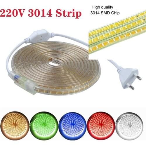 1M LED Strip Lights IP67 Waterproof LED Lights 220V PVC BackLight Lamp Night Light for TV Stairs Rooms Behind Decoration SMD3014