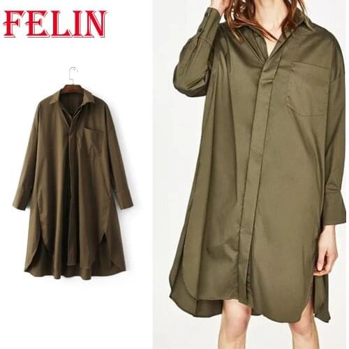 Women Shirts Za Fashion Shirt Dress 2021 V-Neck Casual Overszied Blouses Long Sleeve Mujer Tops Streetwear Long Shirts