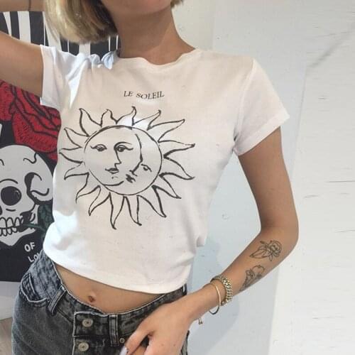 Vintage Summer Women tunic tshirt Short cotton Tops goth harajuku aesthetic oversize graphic fashion plus size crop top clothing