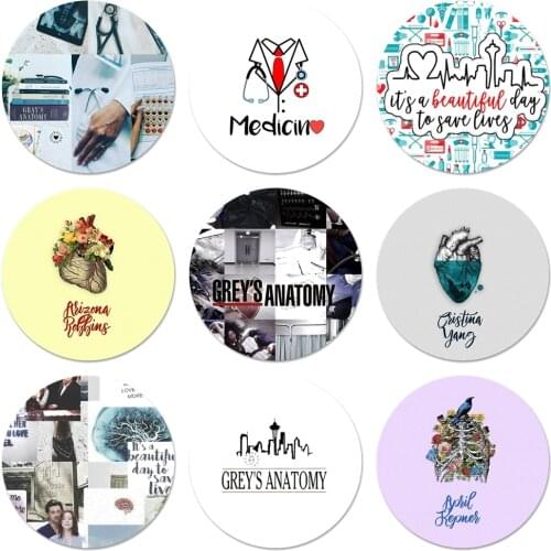 58mm Greys Anatomy Icons Pins Badge Decoration Brooches Metal Badges For Backpack Decoration