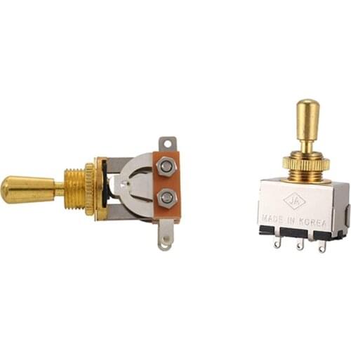 1 Pcs 3 Way Toggle Switch Pickup Selector Switch with Tip Knob & 1 Pcs 3 Way Box Toggle Switch with Metal Tip (Gold)