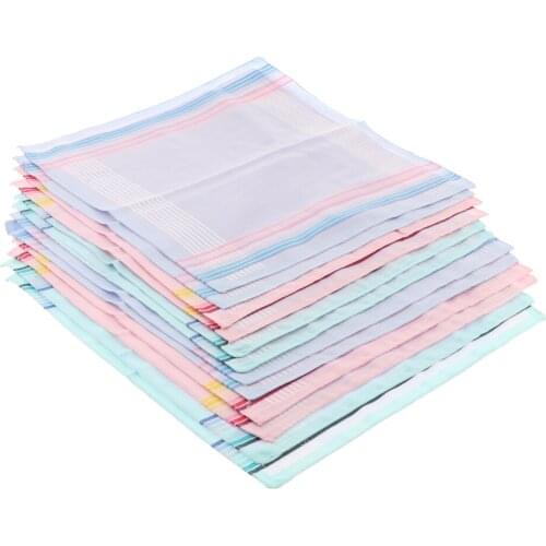 12pcs Womens Handkerchiefs Made of 100% Organic Cotton (30 X 30 Cm)
