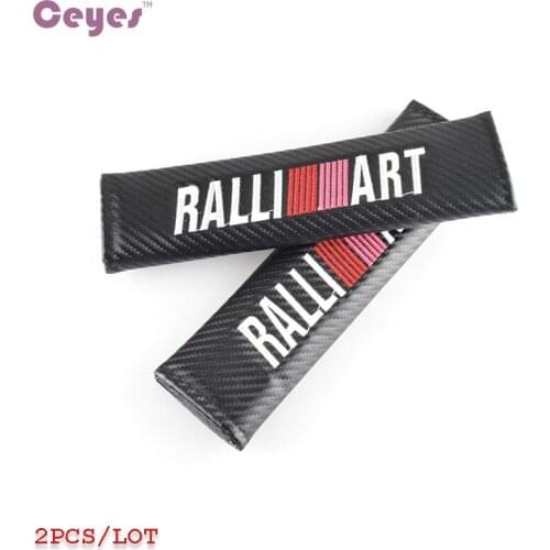 2pcs Car Styling Covers For Mitsubishi RalliArt Lancer Seat Belt Cover Auto Emblems Interior Shoulder Pad Accessories Seatbelt