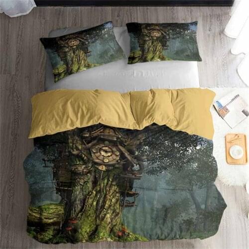 HELENGILI 3D Bedding Set Forest Dreamland Print Duvet Cover Set Bedclothes with Pillowcase Bed Set Home Textiles #MJSL-58