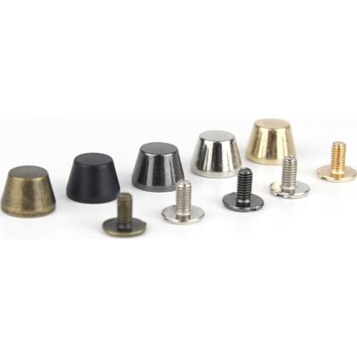 4pcs 10 x 7mm Handbag Bottom Protecting Feet Nail Bucket Shape Flat Studs Screw Back Spikes Rivets Leather Craft Bag Purse Decor