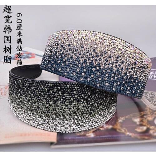 6cm Full Diamond Inlaid Super Wide-brimmed Headband with Toothed Headband Slip Card