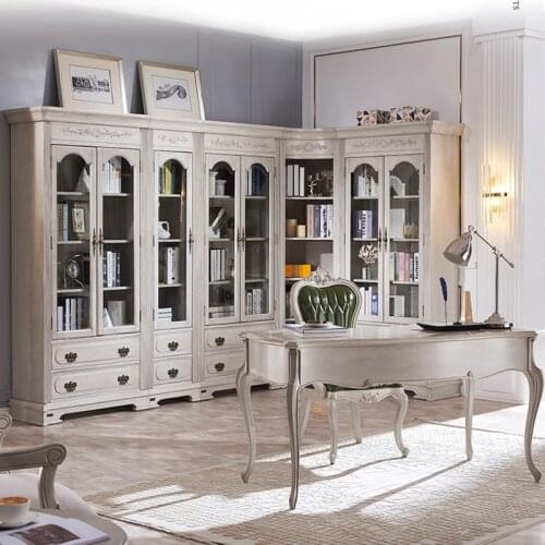 American Solid Wood Combination Bookcase Floor-standing European Style Light Luxury Modern Minimalist Bookshelf Shelf