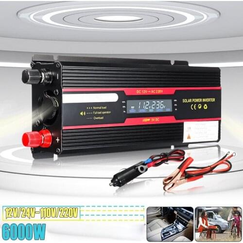 Car Inverter 12V 220V 6000W Peak Power Inverter Voltage Convertor Transformer 12V/24V To 110V/220V Inversor + LCD Display